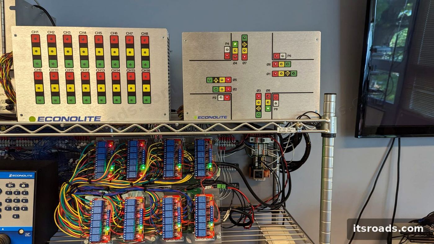 RSU test bench with signal controller I/O panel
