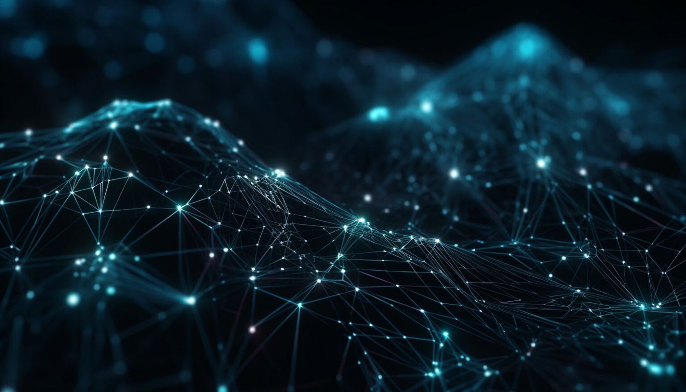 Abstract network of glowing nodes