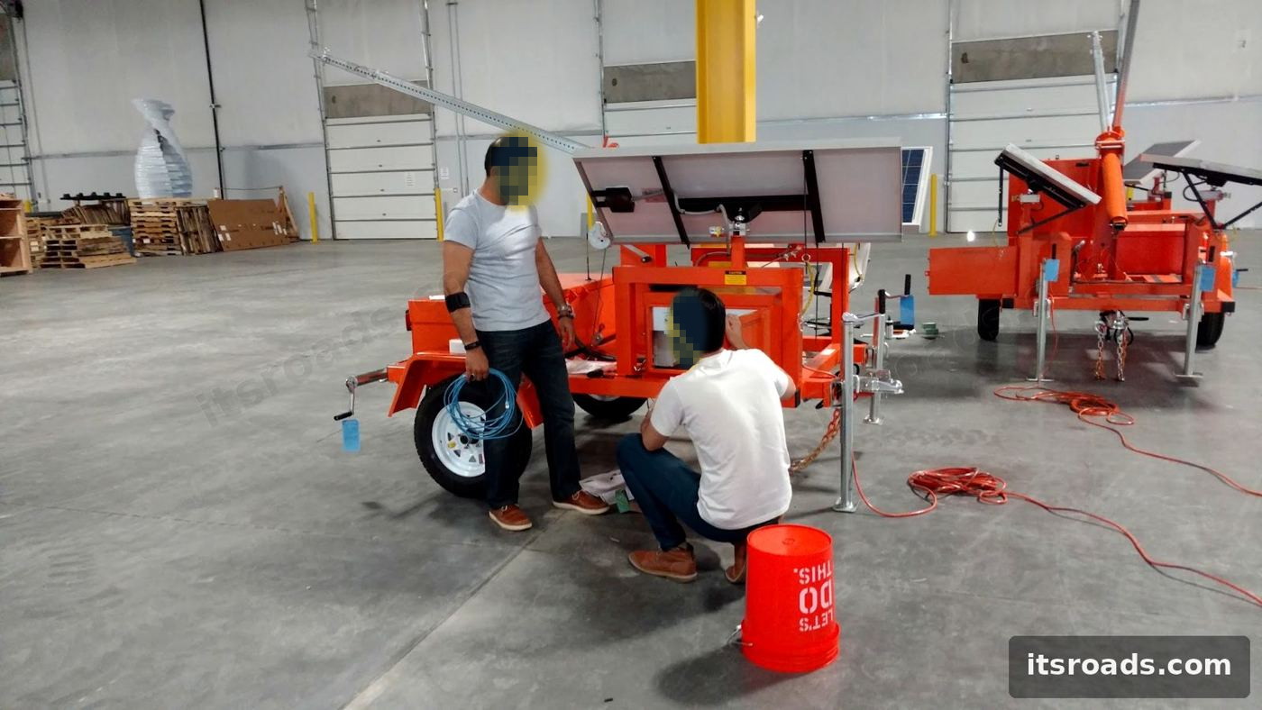 Solar trailer with raised panels in the lab